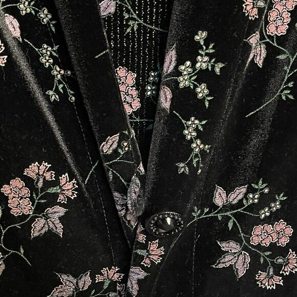Another Thyme Knee Length Dress Women's 12 Black Floral VTG Cardigan Look Gothic - Picture 6 of 12